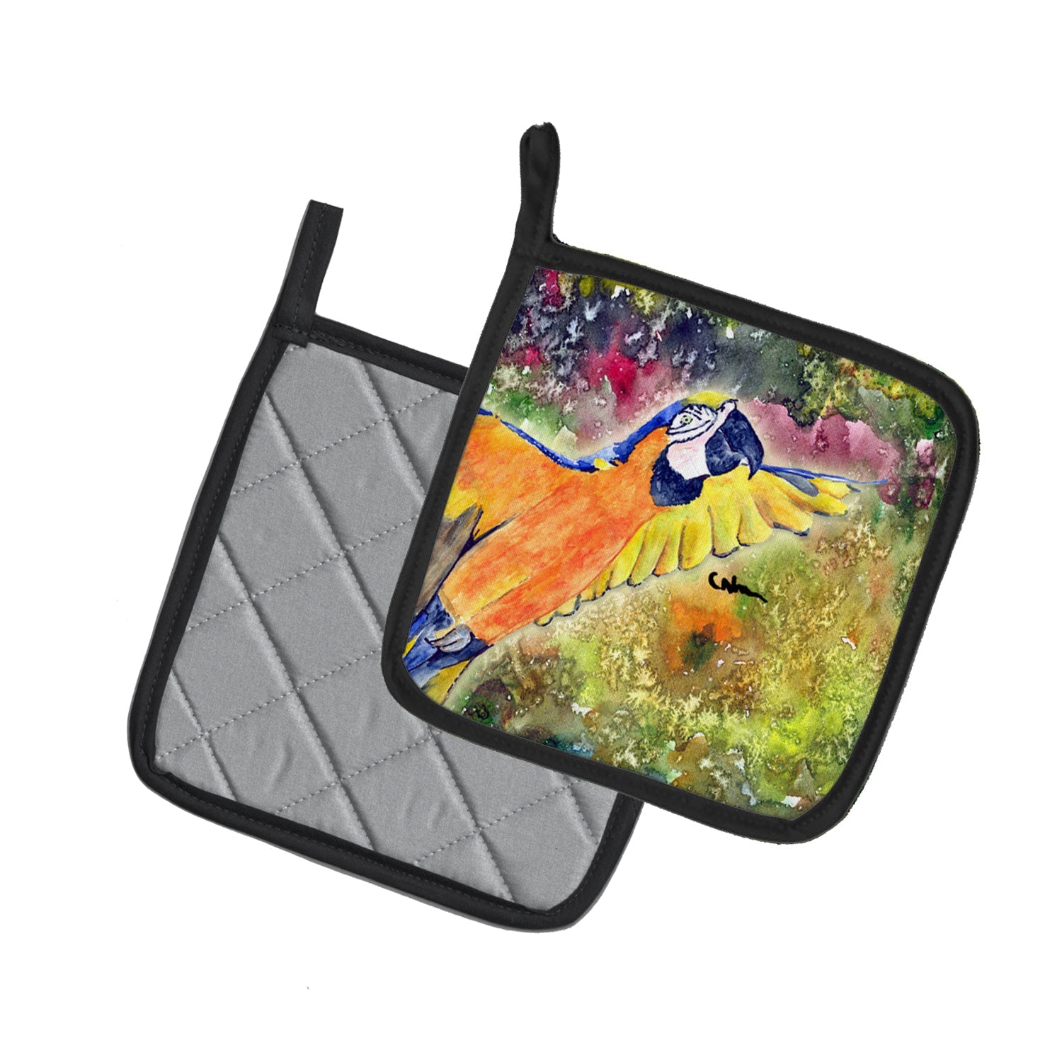 Parrot  Parrot Head Pot Holder Set of 2 Heat Resistant Quilted Hot Pads 7.5 x 7.5 Inch, Insulated Kitchen Trivets for Cooking & Baking
