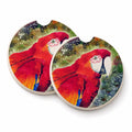 Parrot  Parrot Head Set of 2 Cup Holder Car Coasters Absorbent Round Sandstone Coasters Gifts for Men or Women, 2.5, Multicolor