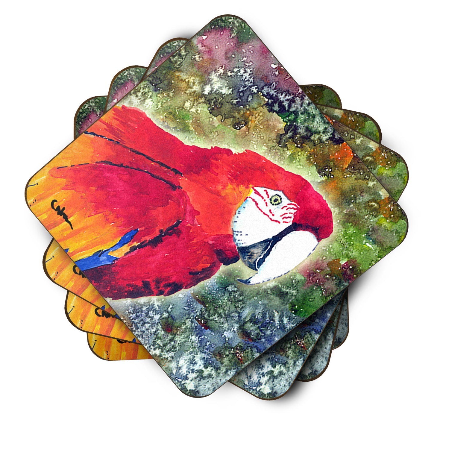 Parrot  Parrot Head Foam Coasters Set of 4 Cup Coasters for Indoor Outdoor, Tabletop Protection, Anti Slip, Mouse pad Material