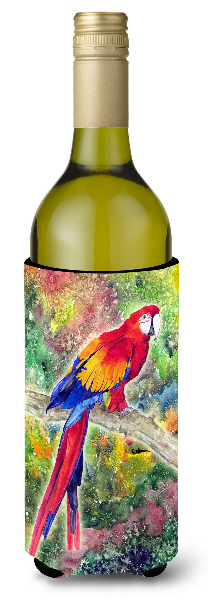 Parrot  Parrot Head Wine Bottle Hugger Gift Sleeve for Standard 750 ml Bottles, Insulated Reusable Also Fits Mini Shot & Pint Bottles
