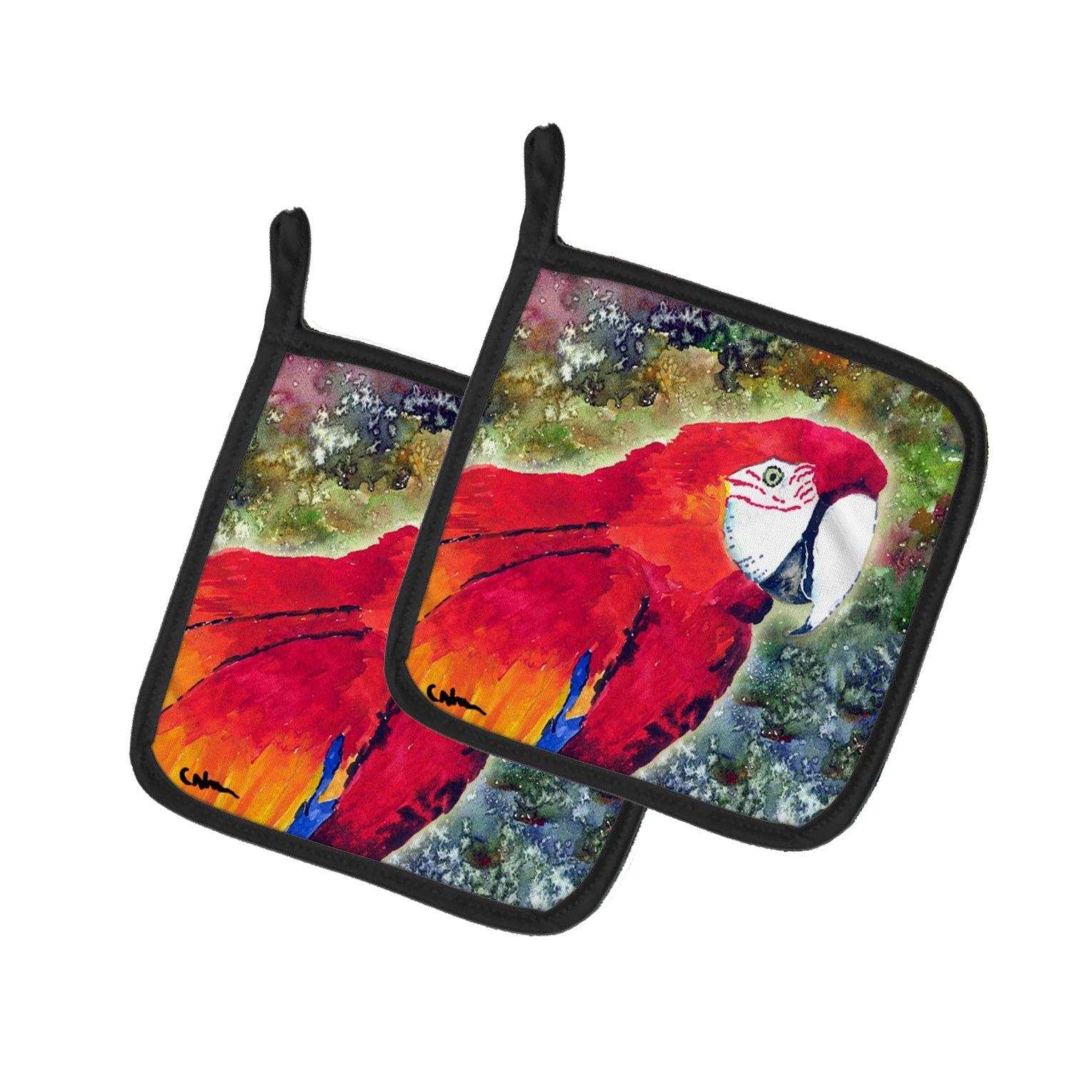 Parrot  Parrot Head Pot Holder Set of 2 Heat Resistant Quilted Hot Pads 7.5 x 7.5 Inch, Insulated Kitchen Trivets for Cooking & Baking