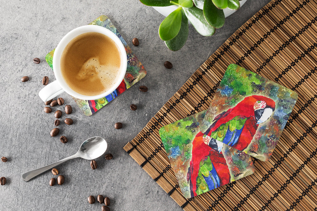 Parrot Foam Coasters Set of 4 Cup Coasters for Indoor Outdoor, Tabletop Protection, Anti Slip, Mouse pad Material
