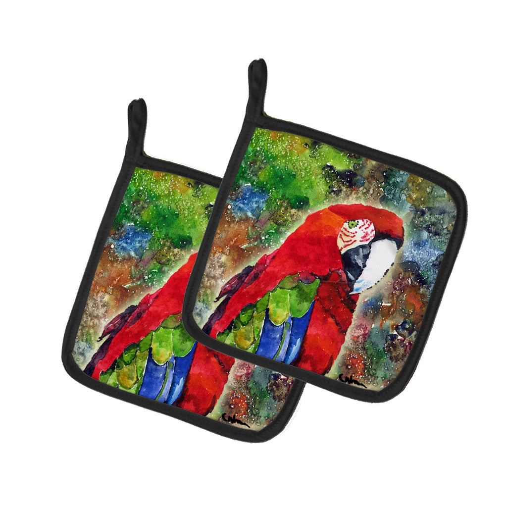 Parrot Pot Holder Set of 2 Heat Resistant Quilted Hot Pads 7.5 x 7.5 Inch, Insulated Kitchen Trivets for Cooking & Baking