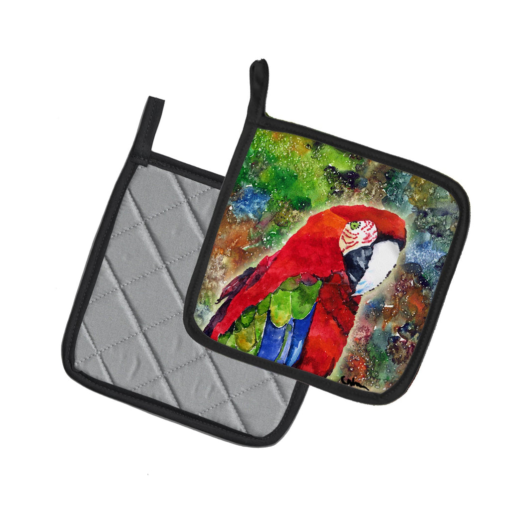 Parrot Pot Holder Set of 2 Heat Resistant Quilted Hot Pads 7.5 x 7.5 Inch, Insulated Kitchen Trivets for Cooking & Baking