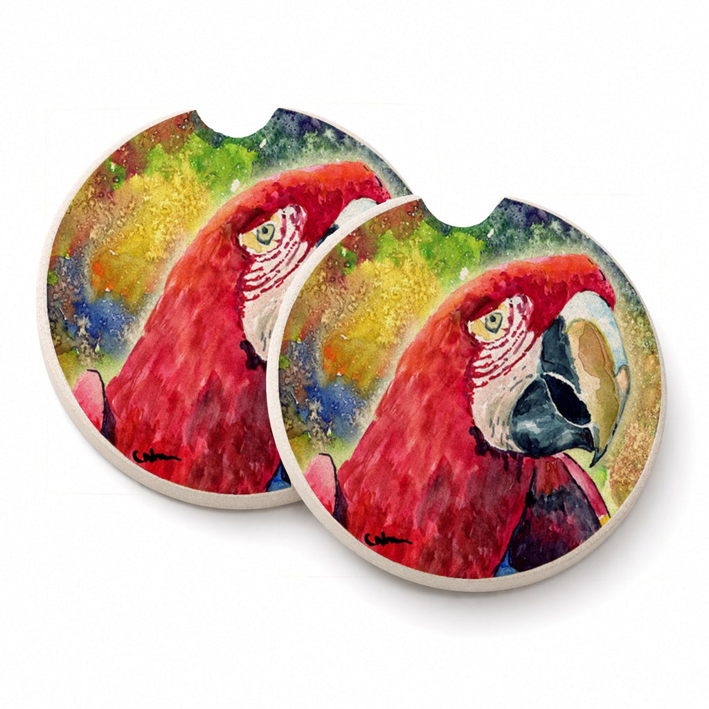 Bird - Parrot Set of 2 Cup Holder Car Coasters Absorbent Round Sandstone Coasters Gifts for Men or Women, 2.5, Multicolor