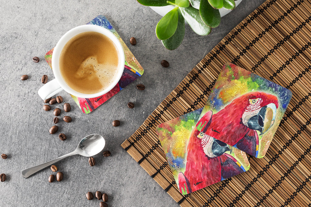 Bird - Parrot Foam Coasters Set of 4 Cup Coasters for Indoor Outdoor, Tabletop Protection, Anti Slip, Mouse pad Material