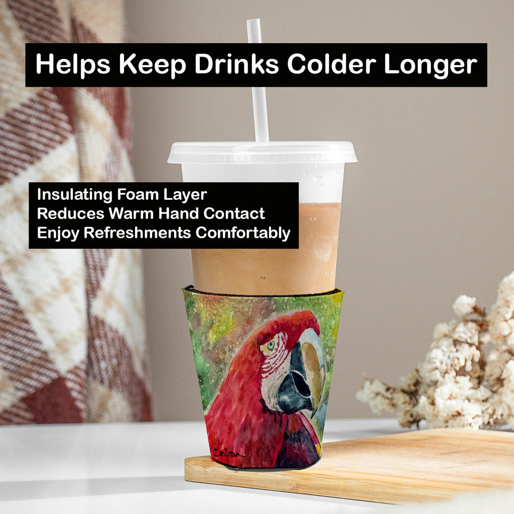 Bird - Parrot Red Cup Hugger Sleeve for 16–22 oz Party Cups, Insulated Foam Drink Holder for Iced Coffee, Tailgate & BBQ Reusable