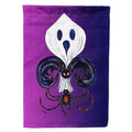 Fleur de lis Ghost Bat Spider Halloween House Flag 28x40 Porch Sleeve Pole Decorative Outside Yard Banner Artwork Wall Hanging, Polyester