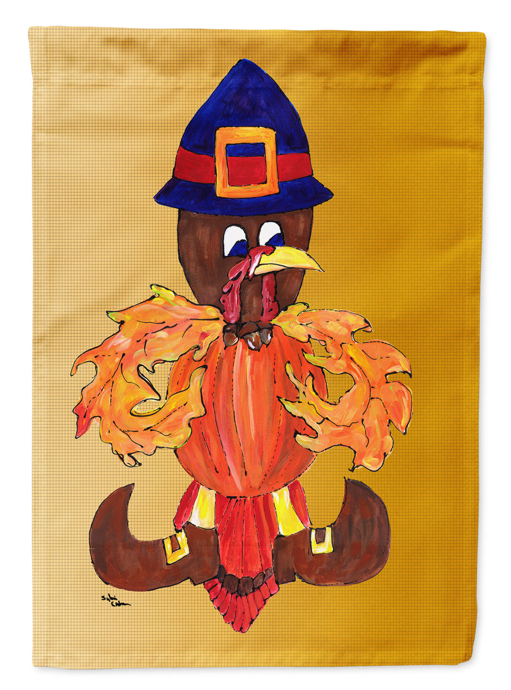Thanksgiving Turkey Fleur de lis House Flag 28x40 Porch Sleeve Pole Decorative Outside Yard Banner Artwork Wall Hanging, Polyester