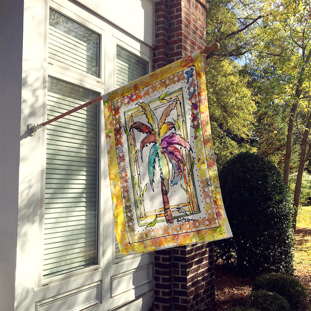 Palm Tree House Flag 28x40 Porch Sleeve Pole Decorative Outside Yard Banner Artwork Wall Hanging, Polyester