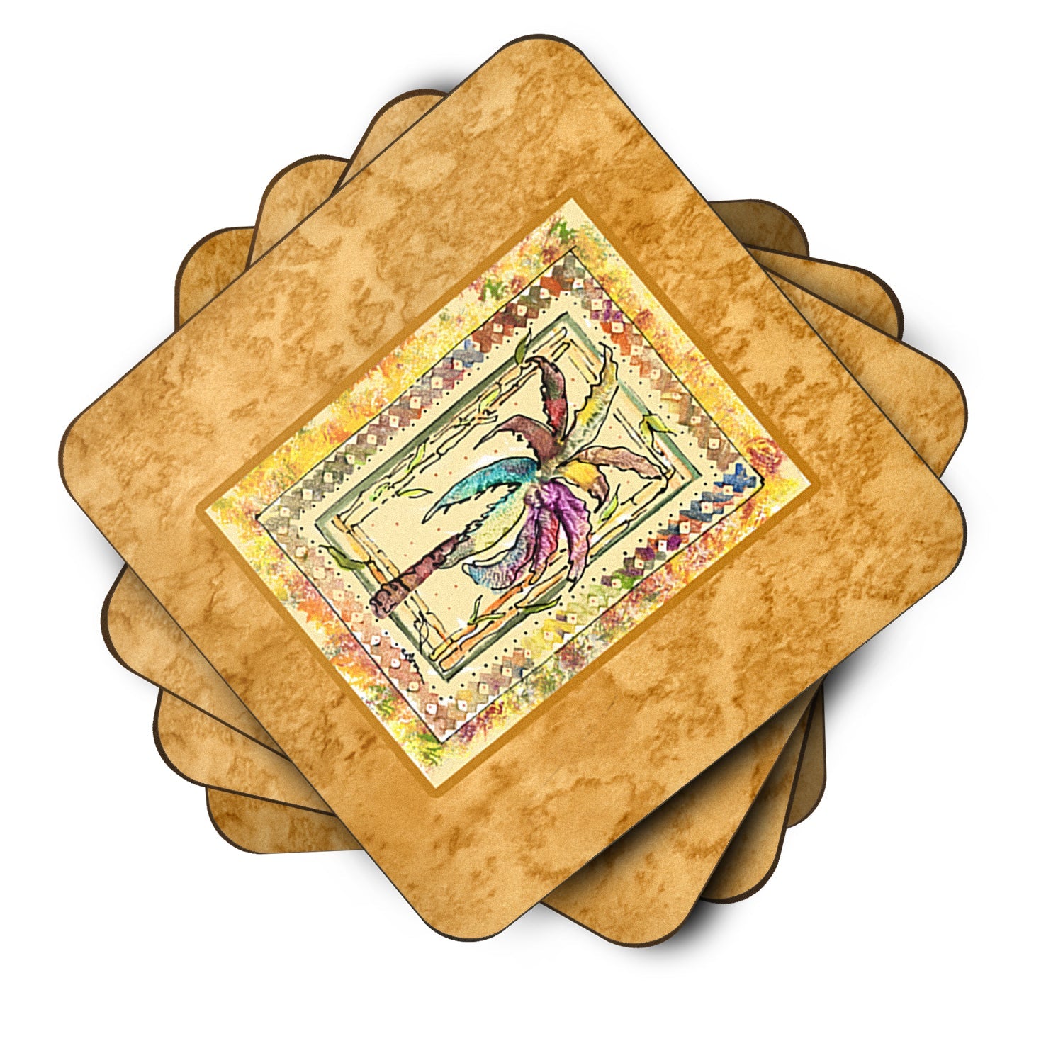 Palm Tree Foam Coasters Set of 4 Cup Coasters for Indoor Outdoor, Tabletop Protection, Anti Slip, Mouse pad Material