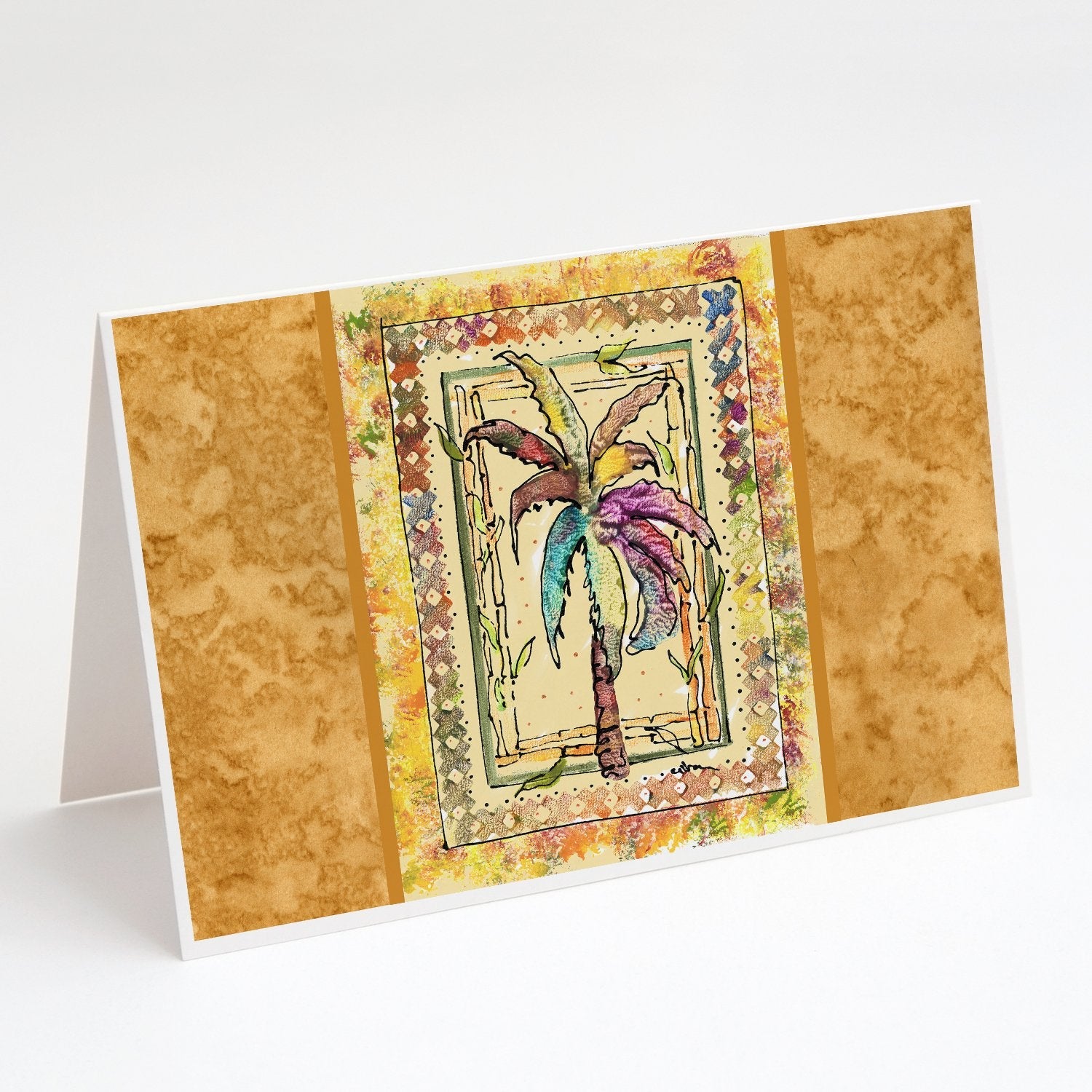Palm Tree Greeting Cards Pack of 8 Blank Cards with Envelopes Whimsical A7 Size 5x7