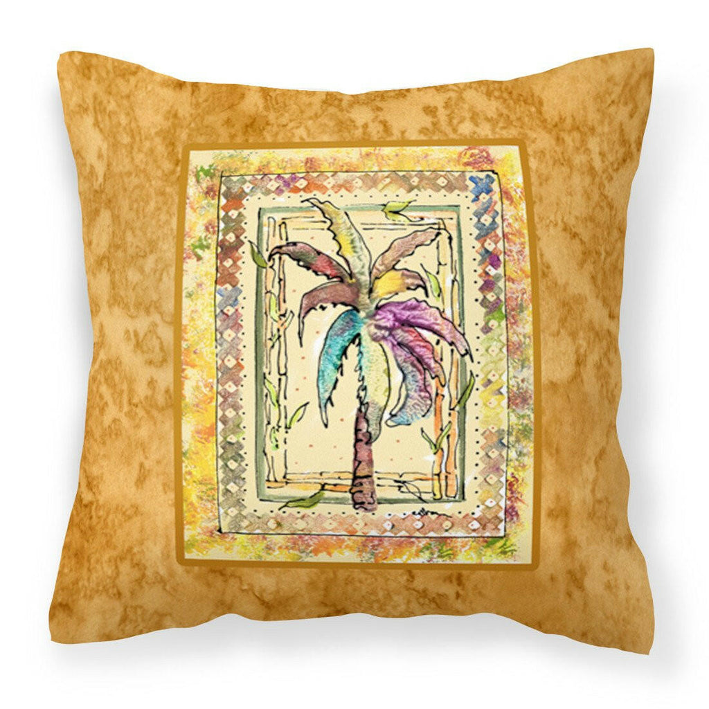 Palm Tree Decorative Throw Pillow 14x14 Indoor Outdoor Accent Cushion, Fabric Cover with Insert for Sofa, Bed, Porch & Living Room