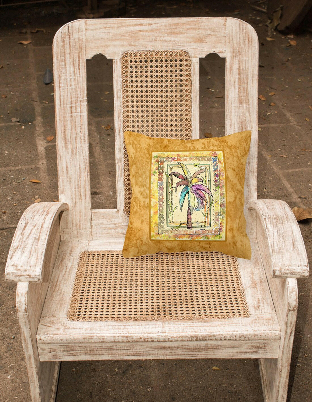 Palm Tree Decorative Throw Pillow 14x14 Indoor Outdoor Accent Cushion, Fabric Cover with Insert for Sofa, Bed, Porch & Living Room