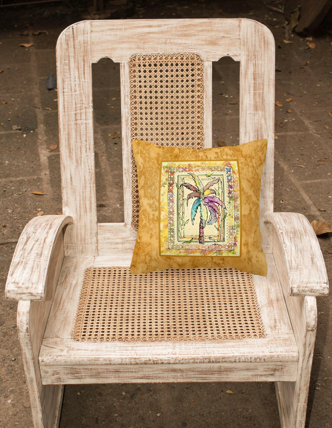 Palm Tree Decorative Throw Pillow 14x14 Indoor Outdoor Accent Cushion, Fabric Cover with Insert for Sofa, Bed, Porch & Living Room