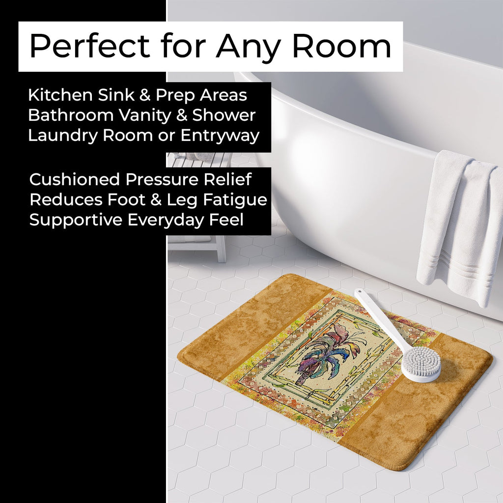 Palm Tree Memory Foam Kitchen Mat Machine Washable Anti-Fatigue Cushion Comfort Bath or Kitchen Rug