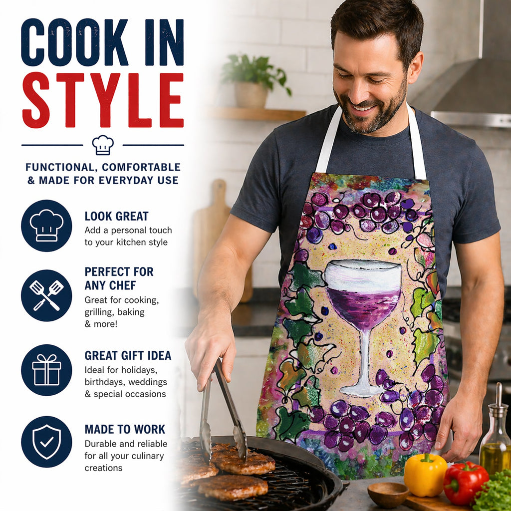 Wine Apron Cooking Kitchen Server Baking Crafts Gardening for Adult Women Men, Unisex, Large, Multicolor