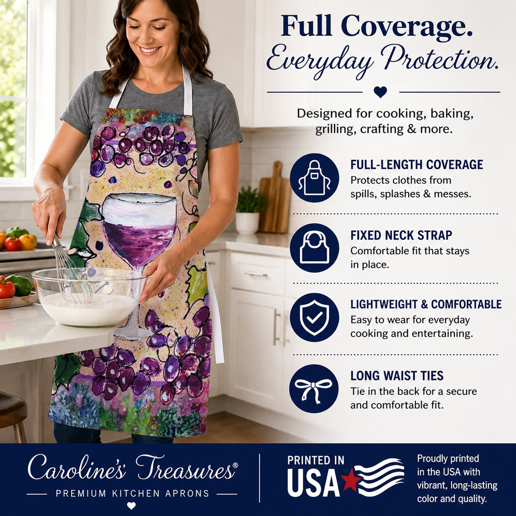 Wine Apron Cooking Kitchen Server Baking Crafts Gardening for Adult Women Men, Unisex, Large, Multicolor