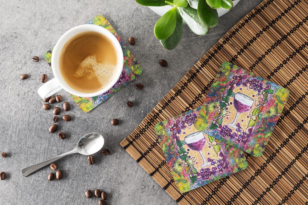 Wine Foam Coasters Set of 4 Cup Coasters for Indoor Outdoor, Tabletop Protection, Anti Slip, Mouse pad Material
