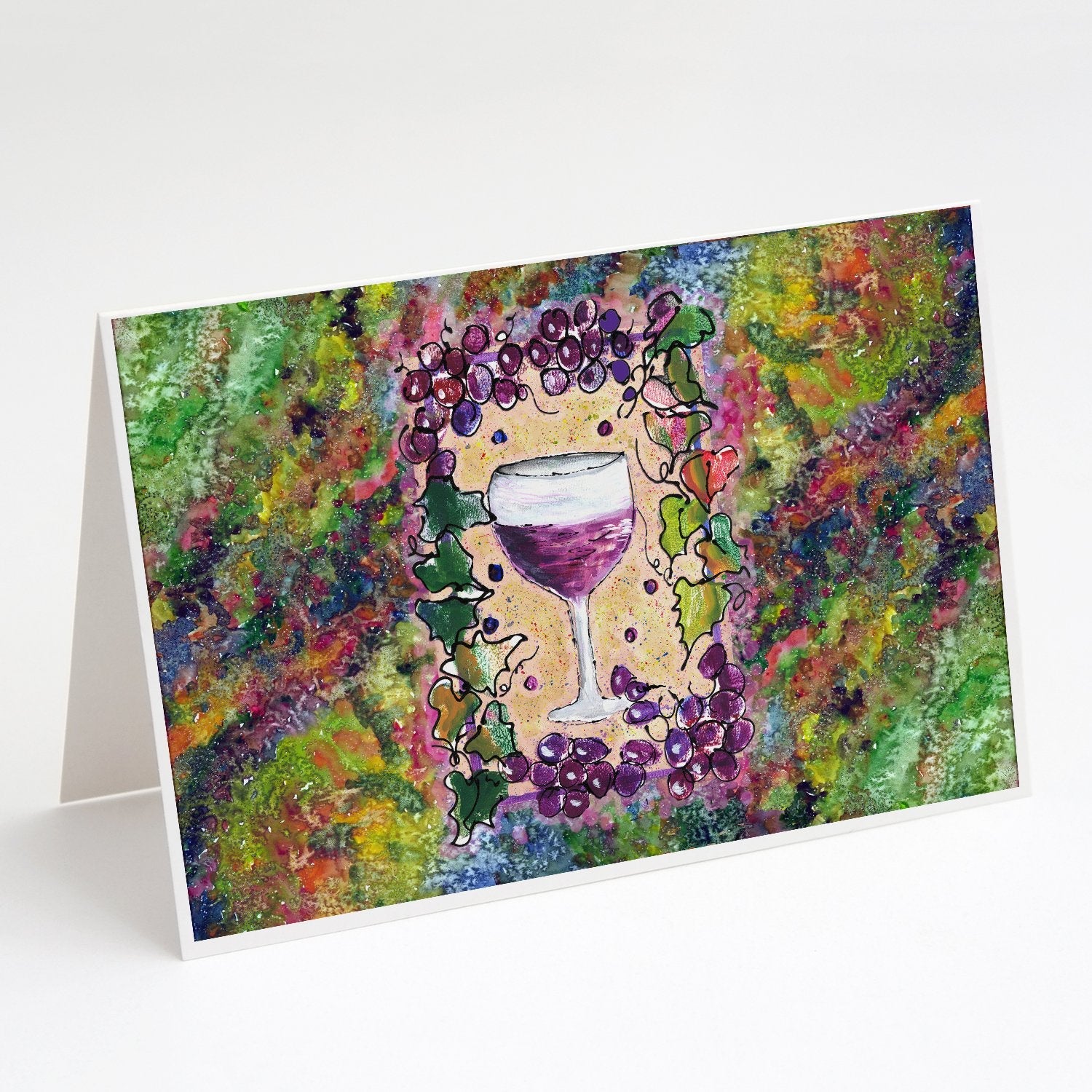 Wine Greeting Cards Pack of 8 Blank Cards with Envelopes Whimsical A7 Size 5x7