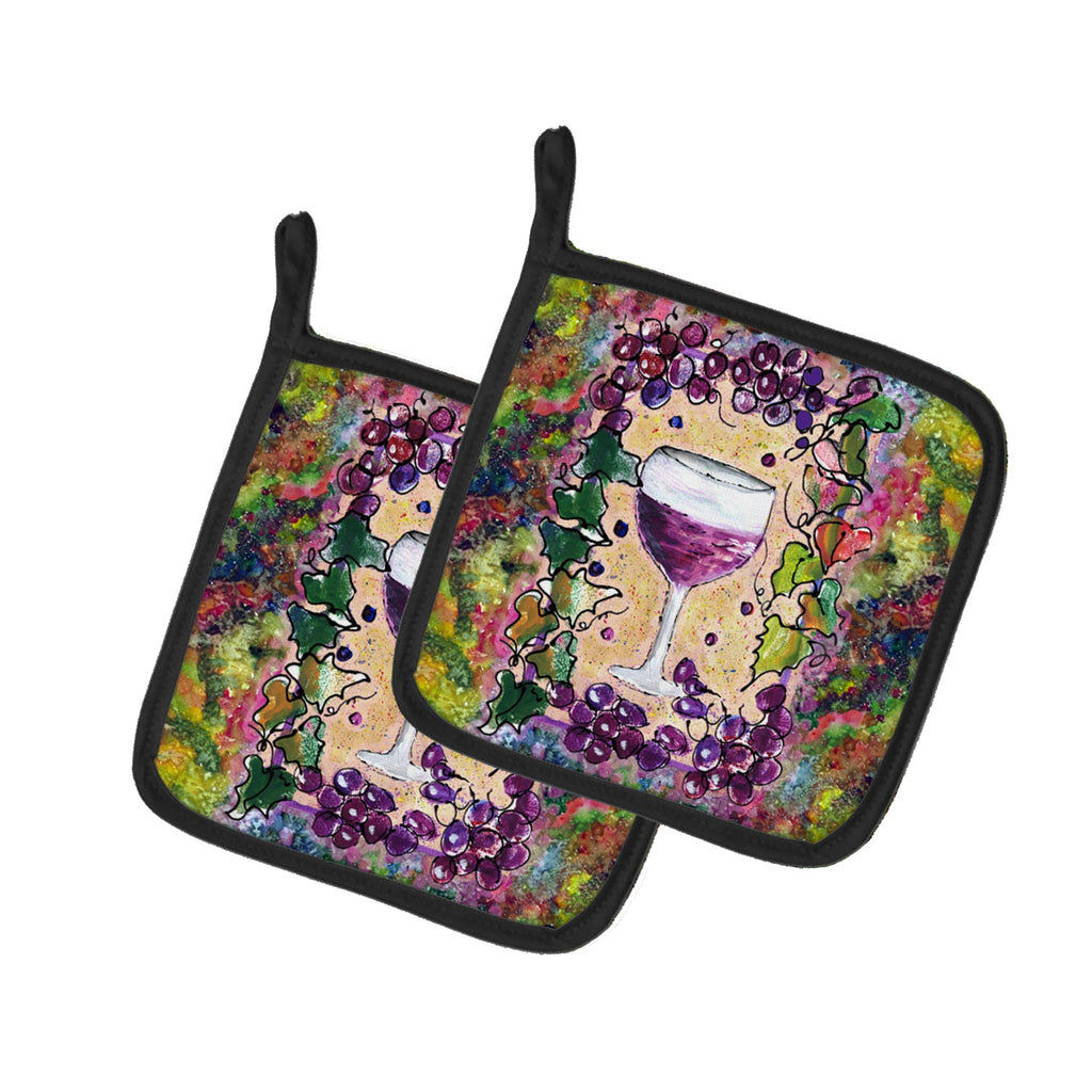 Wine Pot Holder Set of 2 Heat Resistant Quilted Hot Pads 7.5 x 7.5 Inch, Insulated Kitchen Trivets for Cooking & Baking