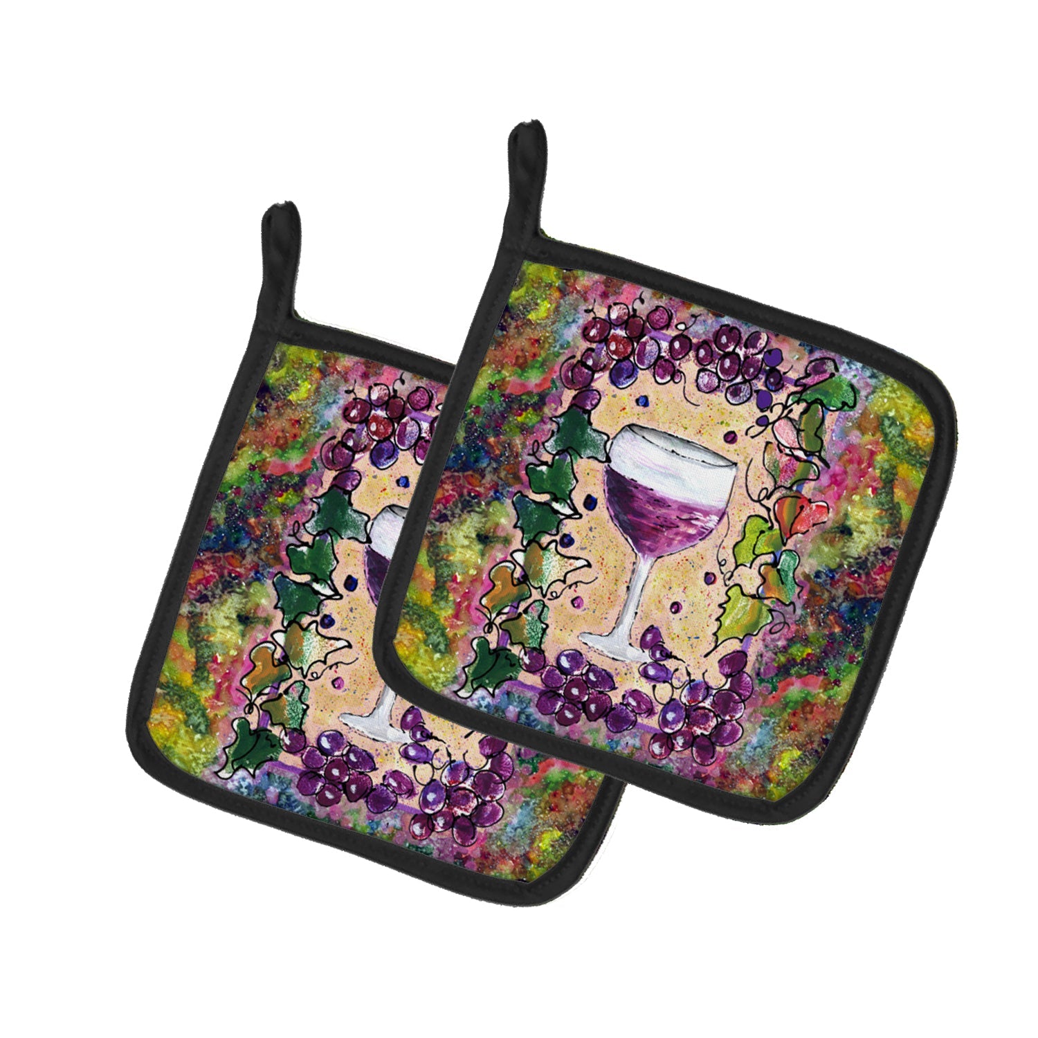 Wine Pot Holder Set of 2 Heat Resistant Quilted Hot Pads 7.5 x 7.5 Inch, Insulated Kitchen Trivets for Cooking & Baking