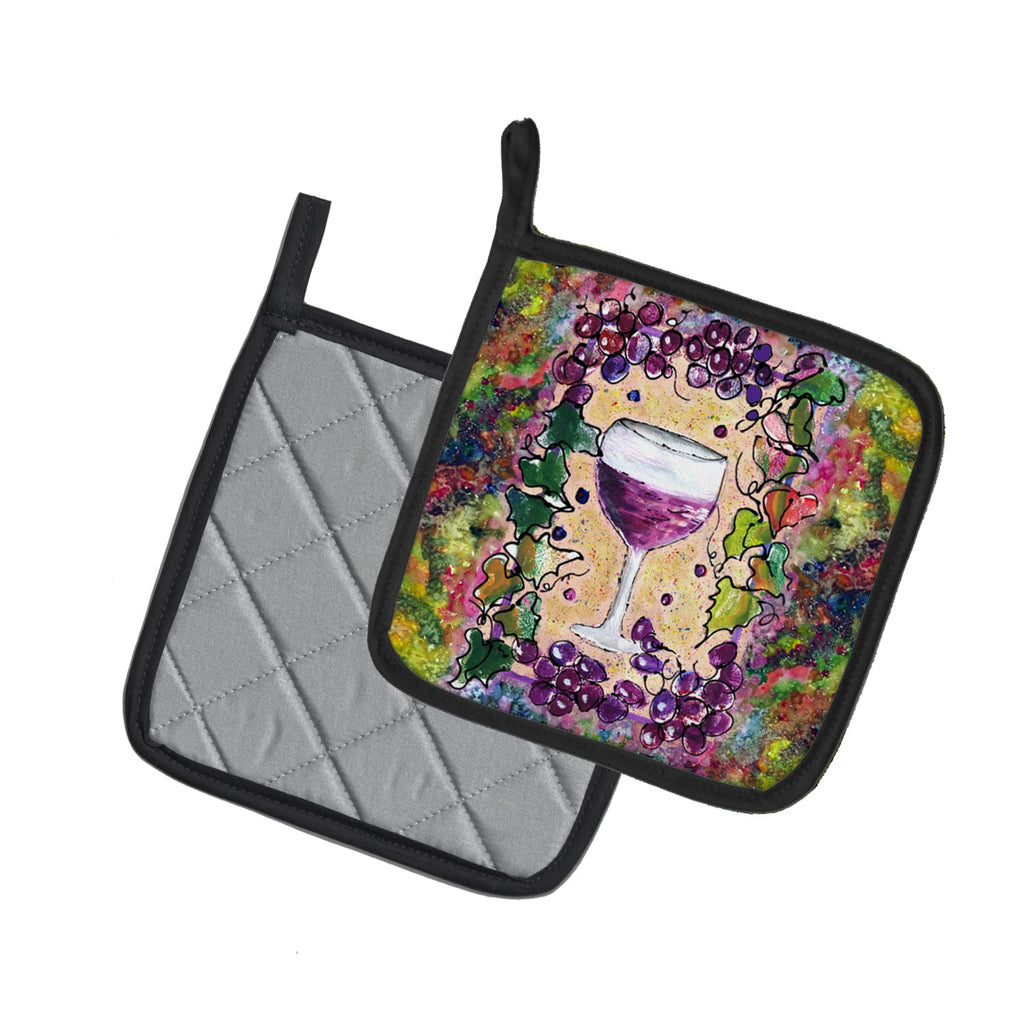 Wine Pot Holder Set of 2 Heat Resistant Quilted Hot Pads 7.5 x 7.5 Inch, Insulated Kitchen Trivets for Cooking & Baking