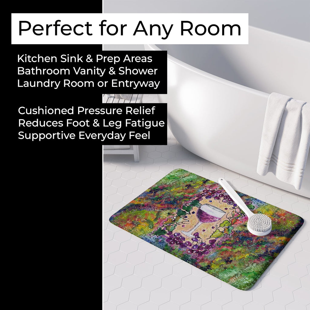 Wine Memory Foam Kitchen Mat Machine Washable Anti-Fatigue Cushion Comfort Bath or Kitchen Rug