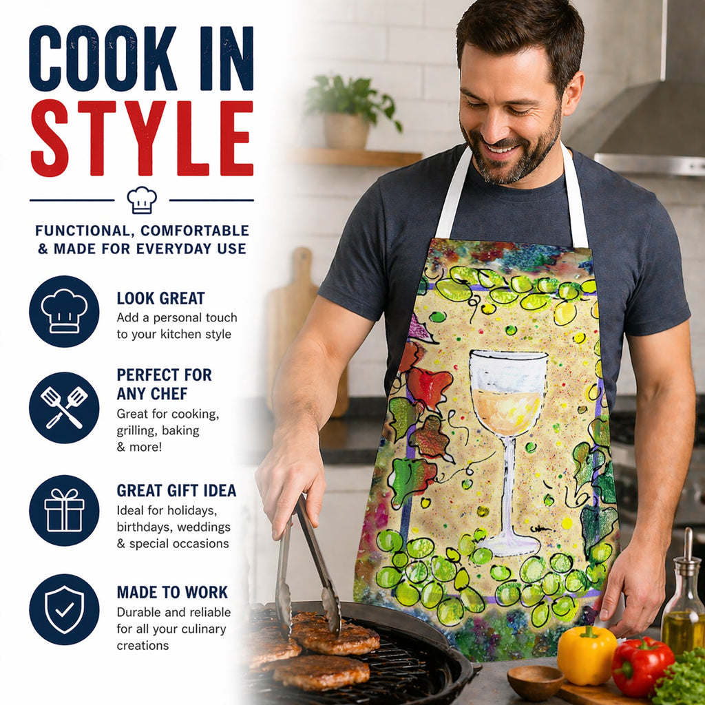 Wine Apron Cooking Kitchen Server Baking Crafts Gardening for Adult Women Men, Unisex, Large, Multicolor