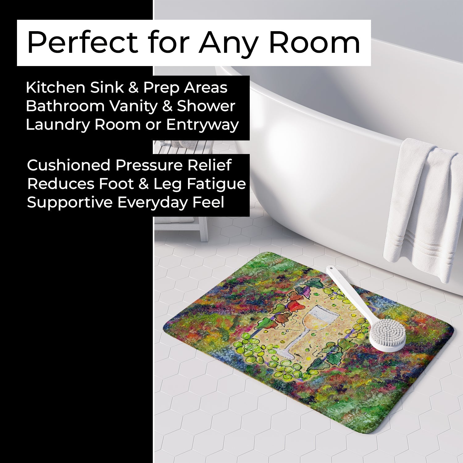 Wine Memory Foam Kitchen Mat Machine Washable Anti-Fatigue Cushion Comfort Bath or Kitchen Rug