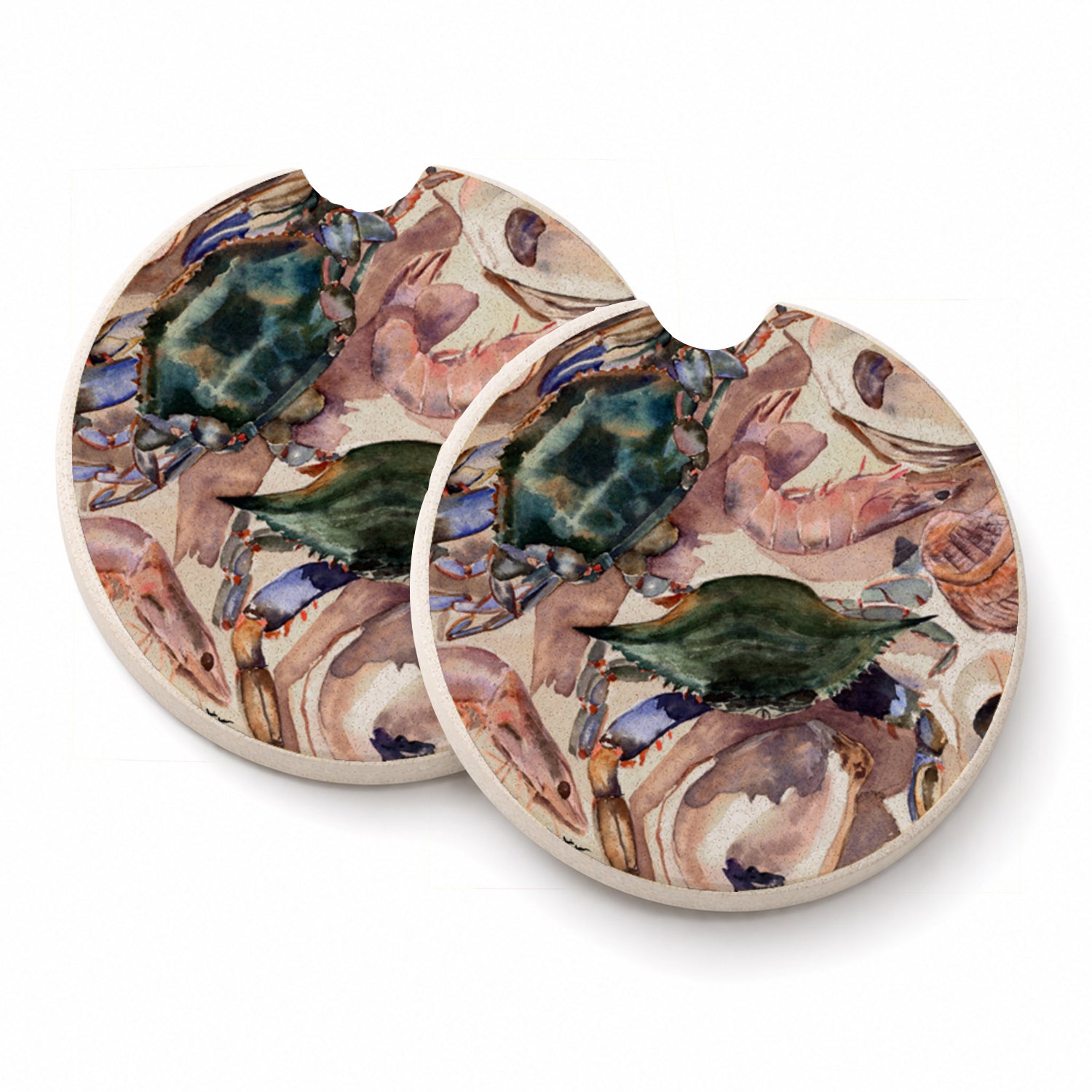 Crab Set of 2 Cup Holder Car Coasters Absorbent Round Sandstone Coasters Gifts for Men or Women, 2.5, Multicolor