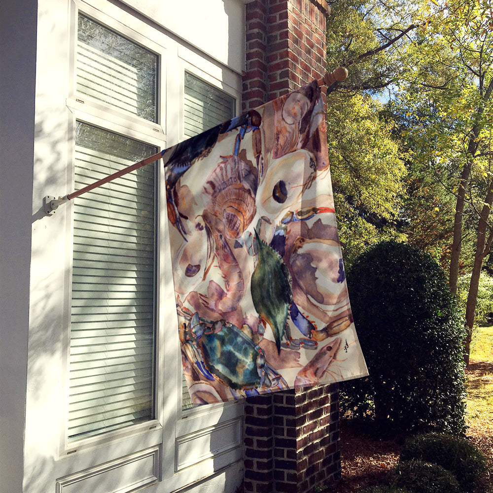Crab House Flag 28x40 Porch Sleeve Pole Decorative Outside Yard Banner Artwork Wall Hanging, Polyester