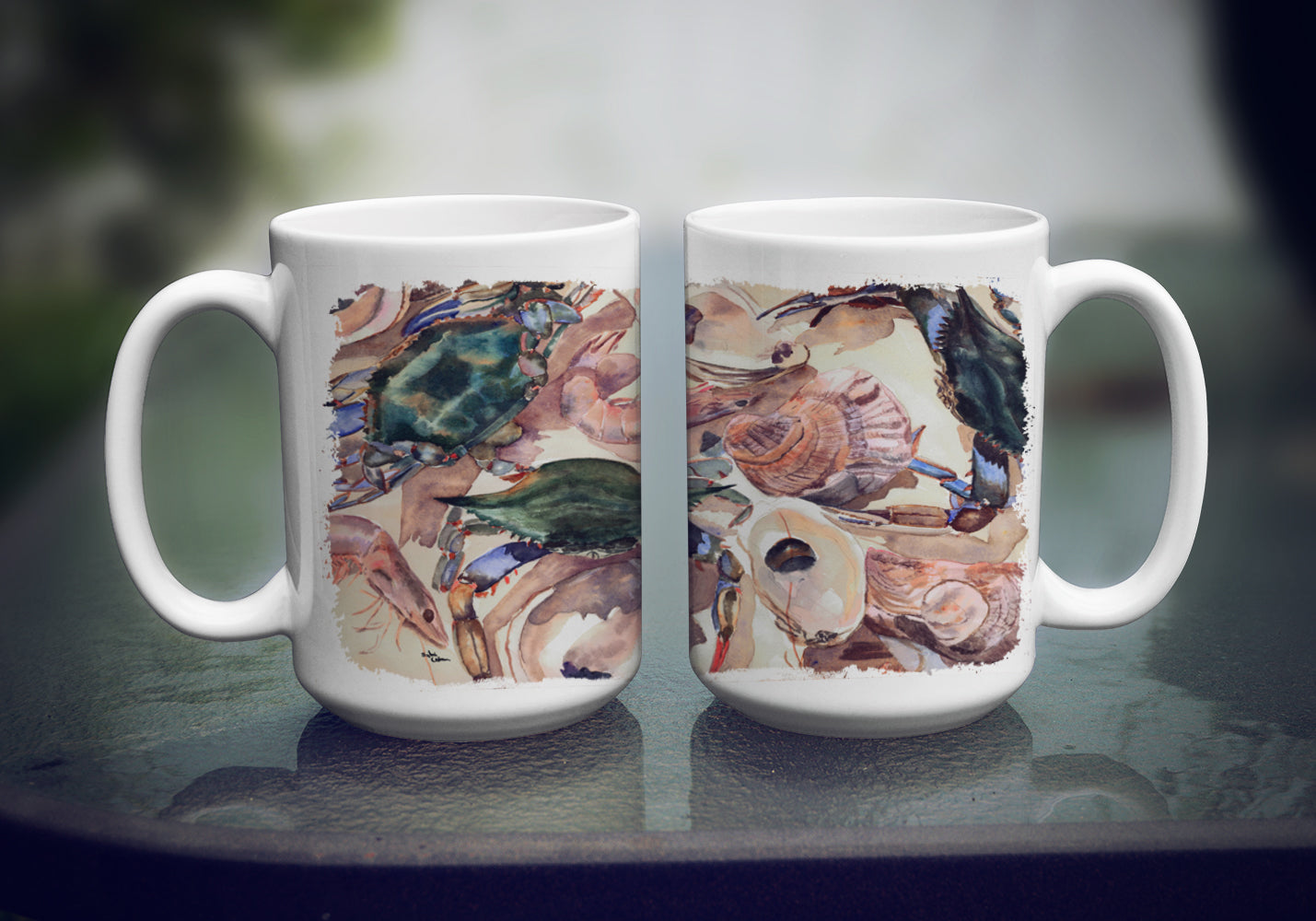 Crab Ceramic Coffee Mug 15 oz Decorative Large C Handle Mug Cup for Tea, Cocoa Hot Chocolate