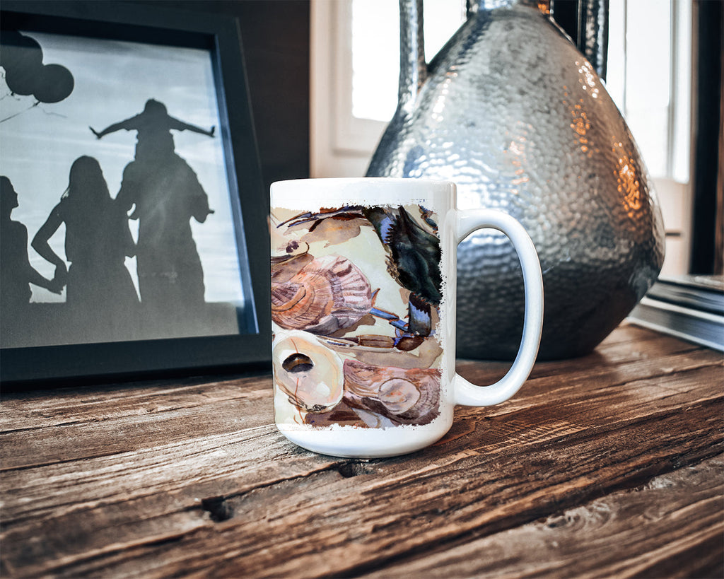 Crab Ceramic Coffee Mug 15 oz Decorative Large C Handle Mug Cup for Tea, Cocoa Hot Chocolate