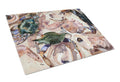 Crab Cutting Board Tempered Glass Kitchen Cutting Surface, Heat Resistant Chopping, Non-Slip Feet, Food Prep & Serving
