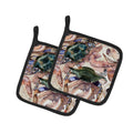 Crab Pot Holder Set of 2 Heat Resistant Quilted Hot Pads 7.5 x 7.5 Inch, Insulated Kitchen Trivets for Cooking & Baking