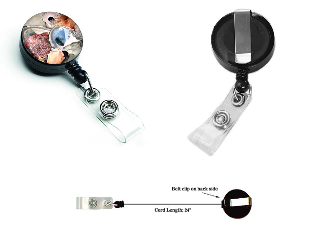 Sea Shells Retractable Badge Reel for Nurses ID Badge Holder with Clip Retractable Employee Badge Holder, Belt Clip