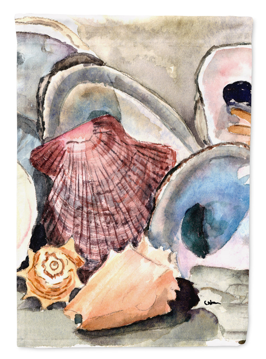 Sea Shells House Flag 28x40 Porch Sleeve Pole Decorative Outside Yard Banner Artwork Wall Hanging, Polyester