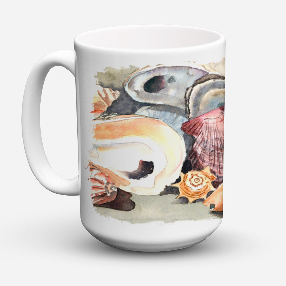 Sea Shells Ceramic Coffee Mug 15 oz Decorative Large C Handle Mug Cup for Tea, Cocoa Hot Chocolate