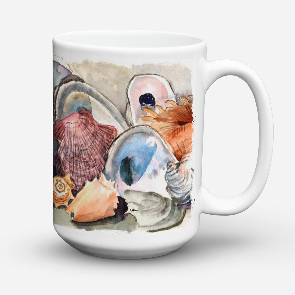 Sea Shells Ceramic Coffee Mug 15 oz Decorative Large C Handle Mug Cup for Tea, Cocoa Hot Chocolate