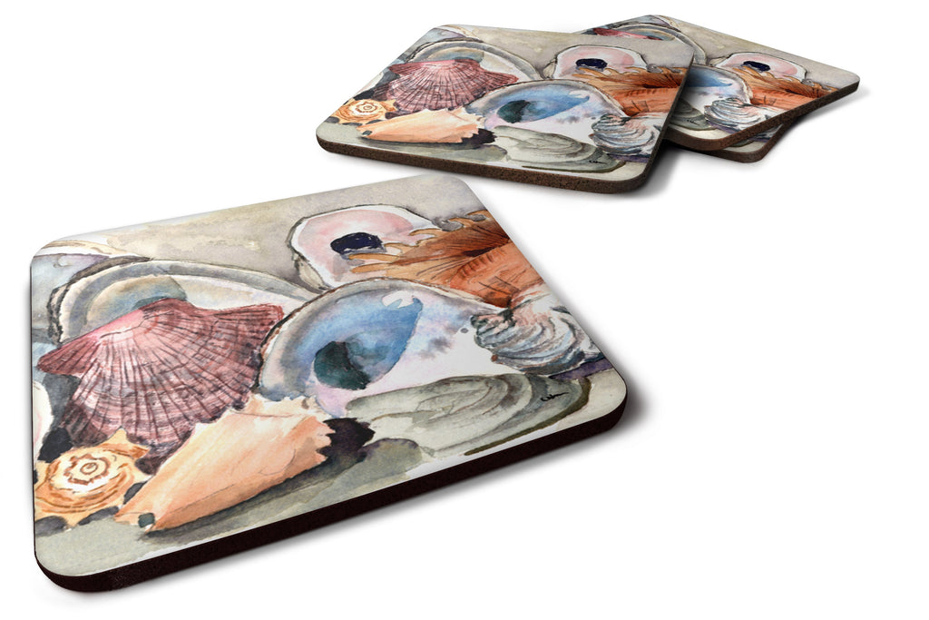 Sea Shells Foam Coasters Set of 4 Cup Coasters for Indoor Outdoor, Tabletop Protection, Anti Slip, Mouse pad Material