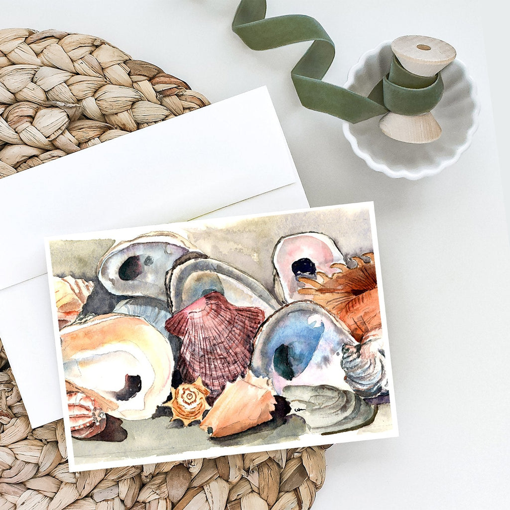 Sea Shells Greeting Cards Pack of 8 Blank Cards with Envelopes Whimsical A7 Size 5x7
