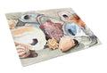 Sea Shells Cutting Board Tempered Glass Kitchen Cutting Surface, Heat Resistant Chopping, Non-Slip Feet, Food Prep & Serving