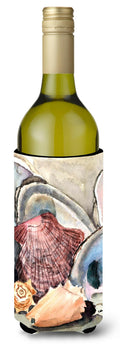 Sea Shells Wine Bottle Hugger Gift Sleeve for Standard 750 ml Bottles, Insulated Reusable Also Fits Mini Shot & Pint Bottles