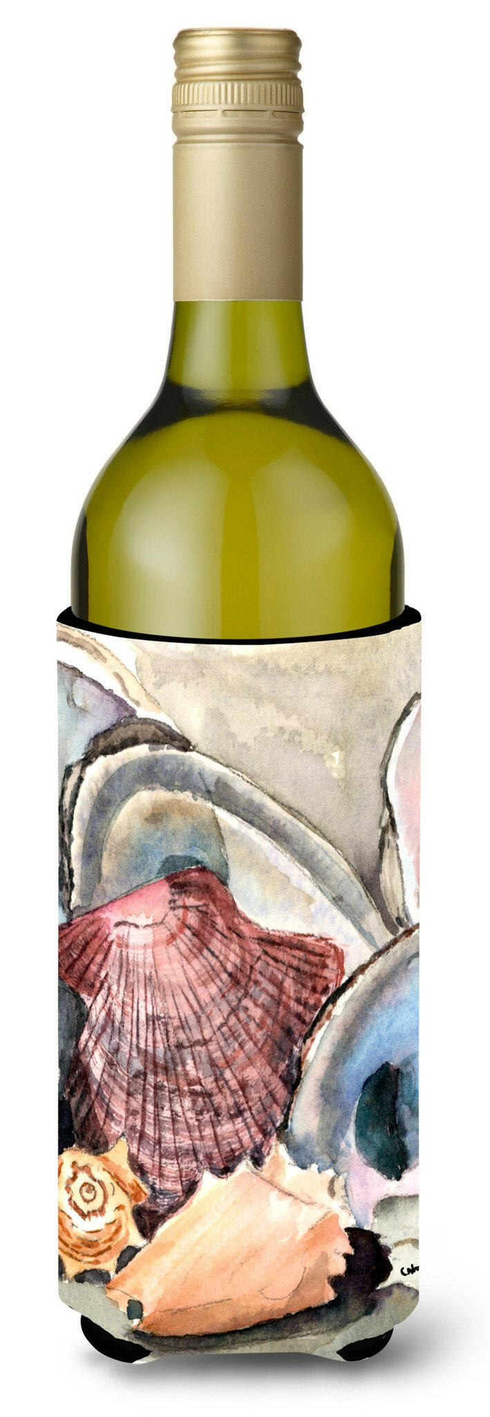 Sea Shells Wine Bottle Hugger Gift Sleeve for Standard 750 ml Bottles, Insulated Reusable Also Fits Mini Shot & Pint Bottles