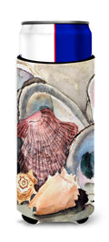 Sea Shells Slim Can Hugger , Insulated Foam Hugger for 12 oz Slim Cans, Beer Bottles & Water Bottles, Printed in USA