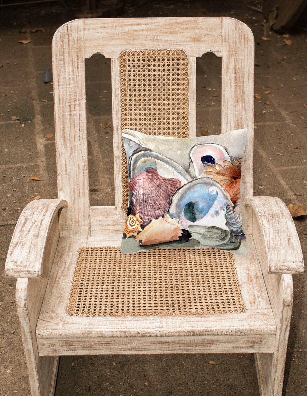 Sea Shells Decorative Throw Pillow 14x14 Indoor Outdoor Accent Cushion, Fabric Cover with Insert for Sofa, Bed, Porch & Living Room