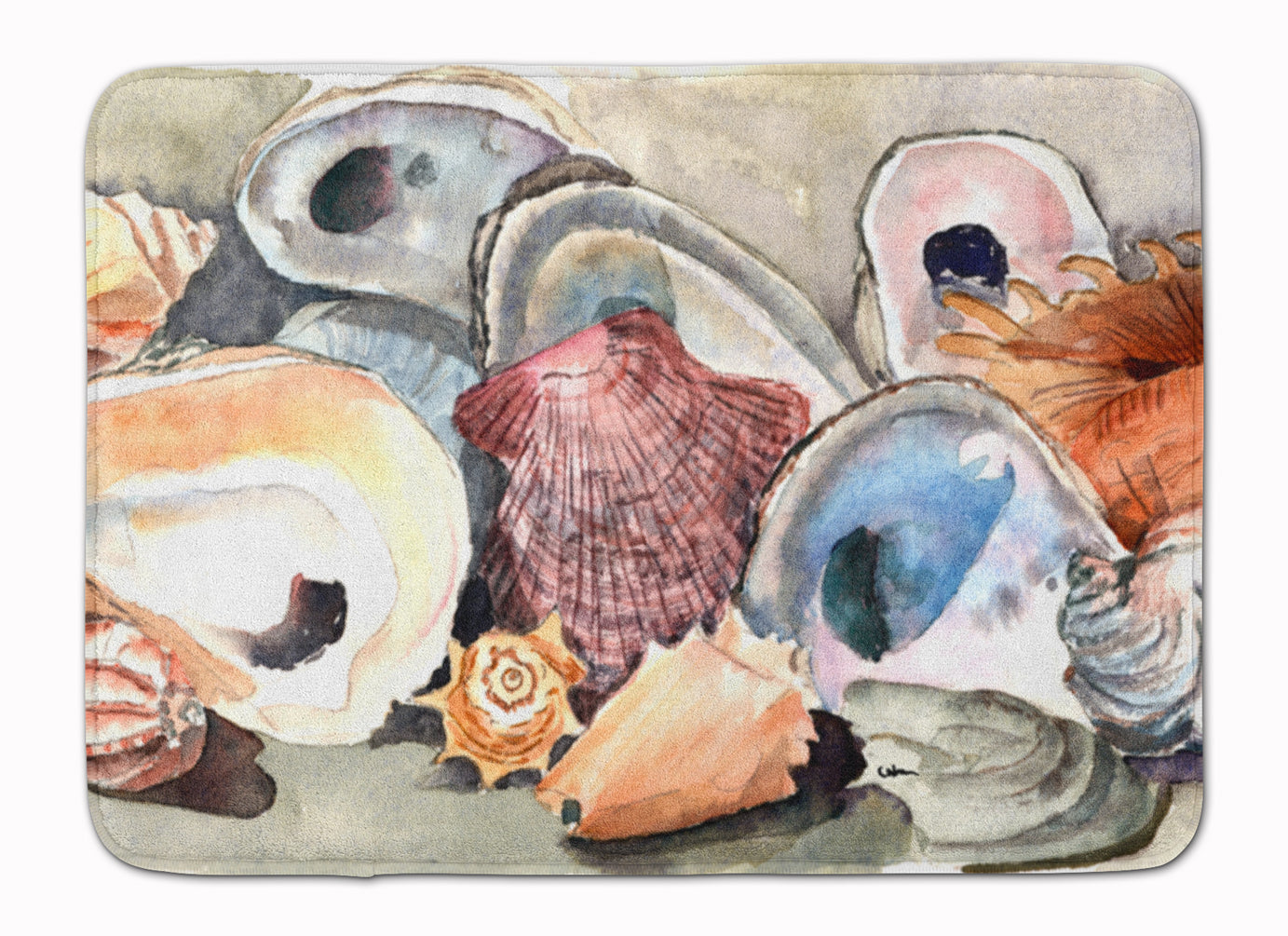 Sea Shells Memory Foam Kitchen Mat Machine Washable Anti-Fatigue Cushion Comfort Bath or Kitchen Rug
