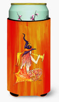 Mermaid in Witches Hat Halloween Tall Boy Hugger Can Cooler Sleeve Machine Washable Drink Collapsible Insulator Beverage Insulated Holder