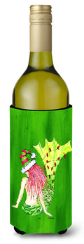 Christmas Mermaid in Lights Wine Bottle Hugger Gift Sleeve for Standard 750 ml Bottles, Insulated Reusable Also Fits Mini Shot & Pint Bottles